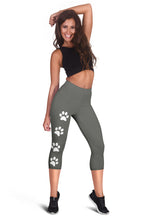 Load image into Gallery viewer, Dark Heather Paw Prints Capris