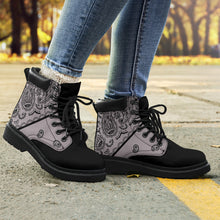 Load image into Gallery viewer, Classic Gray Bandana Black Out All Season Boots
