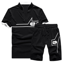 Load image into Gallery viewer, Summer 2PC Set Men EUR/US Size Short Sleeve T Shirts Two Piece Tops+ Shorts Suit Sportswear Set Mens Short Sets Male Tracksuit - keitshop