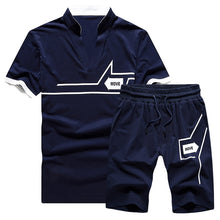 Load image into Gallery viewer, Summer 2PC Set Men EUR/US Size Short Sleeve T Shirts Two Piece Tops+ Shorts Suit Sportswear Set Mens Short Sets Male Tracksuit - keitshop