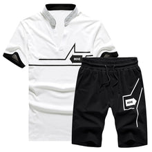 Load image into Gallery viewer, Summer 2PC Set Men EUR/US Size Short Sleeve T Shirts Two Piece Tops+ Shorts Suit Sportswear Set Mens Short Sets Male Tracksuit - keitshop
