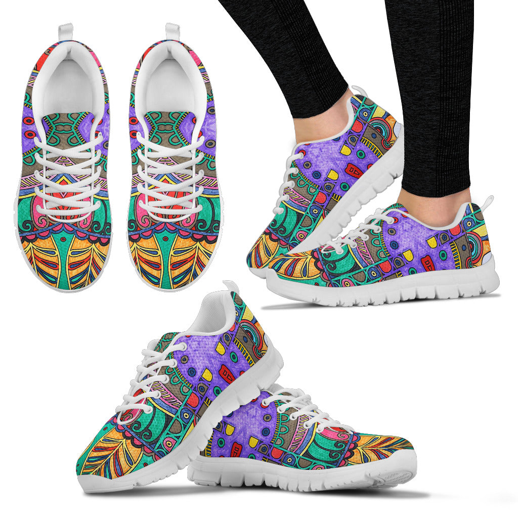 Colorful HandCrafted Artistic Mandala Sneakers.