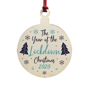 Lockdown Wood Christmas Tree Ornaments Wooden Board Hanging Round Shape Decoration Gift