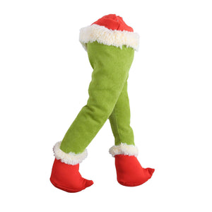 Christmas Thief Stole Burlap Wreath Santa Legs Decoration, Festival Door Wall Family Gifts Reusable Bowknot Hoop