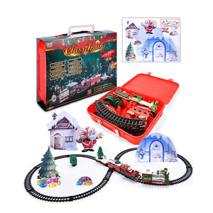 Toy Train Set with Lights and Sounds Christmas Train Set  Railway Tracks Battery Operated Toys