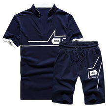 Load image into Gallery viewer, Summer 2PC Set Men EUR/US Size Short Sleeve T Shirts Two Piece Tops+ Shorts Suit Sportswear Set Mens Short Sets Male Tracksuit - keitshop
